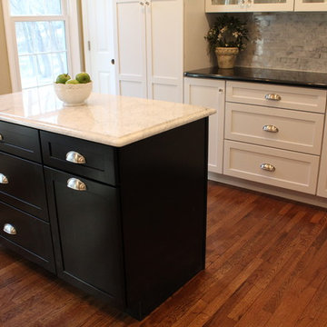 Contrasting Center Island with Marble Top