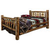 Montana Woodworks Glacier Country Wood Twin Bed with Bronc Design in Brown