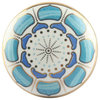 Set of Four Turquoise Flower Ceramic Drawer Knobs