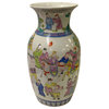 Vintage Chinese White Porcelain Color People House Scenery Graphic Vase Hws3386