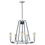 Maxim - Haven 5-Light Chandelier, Black and Satin Nickel - Arms that gracefully descend from a collector cradle a round metal band that can be removed for a minimalistic look. Available in two finish combinations: Black with Satin Nickel Accents and Oil Rubbed Bronze with Antique Brass accents.