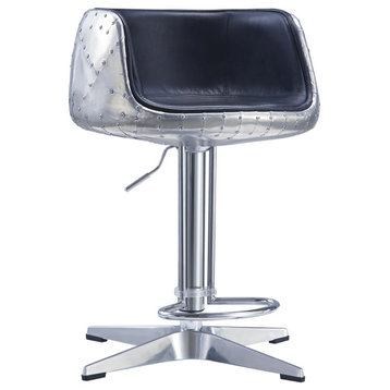 Aviator Adjustable Height Bar Stool - Slate Leather