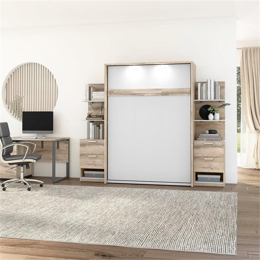 Atlin Designs Modern Wood Queen Murphy Bed w/ Nightstands in Rustic ...