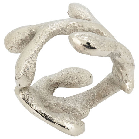 Twigs Design Napkin Rings (Set of 4), Silver