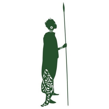 African Woman Wall Decal, Dark Green, 8"x30"