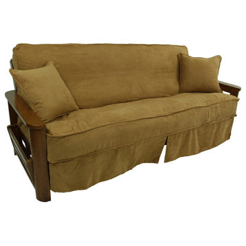 Solid Microsuede Full Futon Slipcover Set, Camel