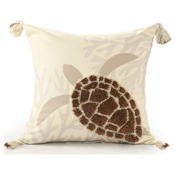 Seabrook Brown/Taupe Coastal Turtle Throw Pillow