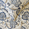 Designer Blue Cotton CA King 86"x18" Bed Runner, Floral Morning Glories