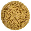 Handmade Round Knitted Pouf, Vibrant Yellow, 20"x14"
