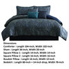 Benzara BM283916 7 Piece Polyester King Comforter Set, Jacquard Pattern, Teal