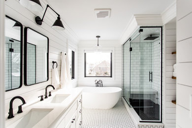 Example of a large farmhouse bathroom design in Minneapolis