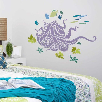 Octopus Garden Wall Art Stencil, Trendy, Easy DIY Wall Designs