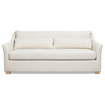 Ada 83" Flared Arm Contemporary Sofa with Lumbar Pillows, Flax White Linen