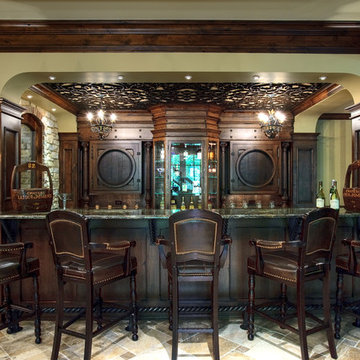Lower Level Bar, Custom Cabinetry, Barstools