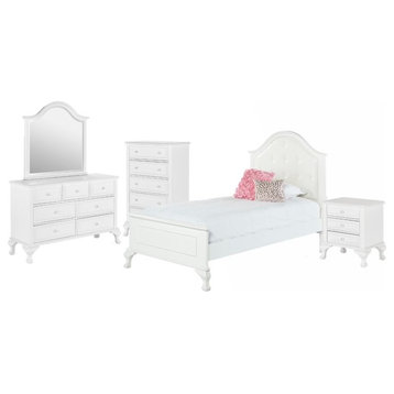 Picket House Furnishings Jenna 5 Piece Twin Kids Bedroom Set in White