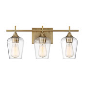 Octave 2-Light Vanity Fixture, Warm Brass, 3-Light