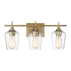 Octave 2-Light Vanity Fixture, Warm Brass, 3-Light