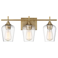 Octave Bathroom Vanity Light, Warm Brass, 3-Light