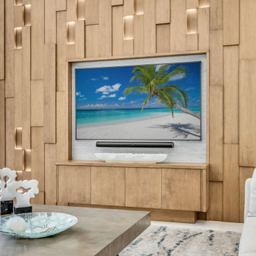 Custom three dimensional European oak feature wall