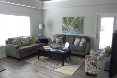Example of a transitional living room design in Jacksonville