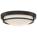Trade Winds Lighting - Trade Winds Felton Round Flush Mount Ceiling Light in Oil Rubbed Bronze - Brighten up your home with this Trade Winds Felton 2-light ceiling light! Its structured and stylish look features a white glass shade and rich oil rubbed bronze finish that goes beautifully with many different decor colors. Ceiling lights are a great choice for rooms where hanging lights won’t work. This fixture is dimmable and uses 2 standard size bulbs of up to 60 watts each. LED bulbs can be used. Rated for indoor use only.  This light requires 2 , 60 Watt Bulbs (Not Included) UL Certified.