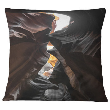 Glowing Antelope Canyon Landscape Photo Throw Pillow, 18"x18"