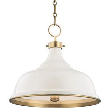 Hudson Valley Painted No.1 3-LT Pendant MDS300-AGB/OW - Aged Brass/Off White