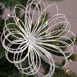 Silver & Pearl Floral Beaded Picks, Set of 4 - Christmas Ornaments