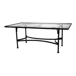 Classico Rectangular Glass Top Dining Table - Outdoor Dining Tables