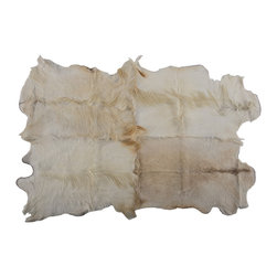 Goatskin Patchwork Area Rug, Rectangle, Hand Tanned, 7'3"x4'7" - Area Rugs
