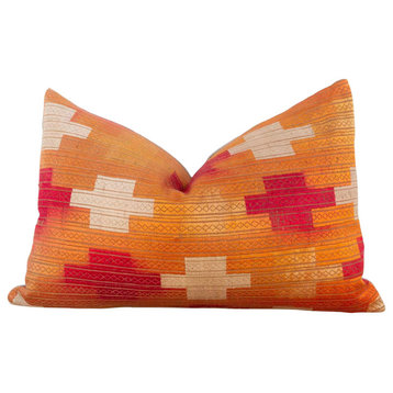 Red Marigold Silk Phulkari Pillow