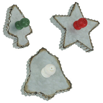 Set of 3 Oversized Galvanized Zinc Finish Christmas Cookie Cutter Wall Hangings