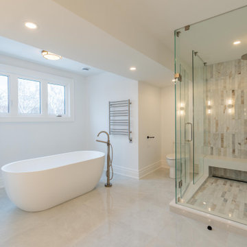 Upstairs Bathroom with Soaker Tub, Glass Enclosed Shower