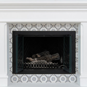 Mediterranean Modern Fireplace Remodel in Newport Coast