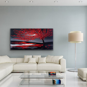 ;arge red tree art Modern Contemporary Paintings for Family Room