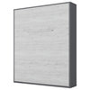 INVENTO Vertical Murphy Bed with LED and Mattress 63x78.7", Grey/White Monaco