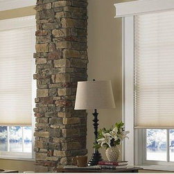 Pleated Shades Living Room - Window Treatments