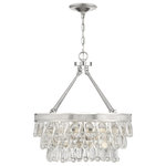 Savoy House - Savoy House 7-8700-4-109 Four Light Pendant Windham Polished Nickel - The Windham is a glamorous, modern pendant that brings a touch of luxury and elegance to your home. The wide, textured hoop of the frame, downrods, and disc-shaped canopy have a sumptuous, chrome-like, polished nickel finish. This circular frame holds three descending tiers of gorgeous clear crystals. The alternating oval and teardrop shapes of the crystals add wonderful texture and sparkle. Four 60W, C-style bulbs within, provide beautiful illumination overall a stunning choice for your glam, contemporary, or transitional decor style. The pendant is 20`` wide and 22`` high: a perfect fit for your dining area, living room, foyer, great room, bedroom, stairway, kitchen, or family room.