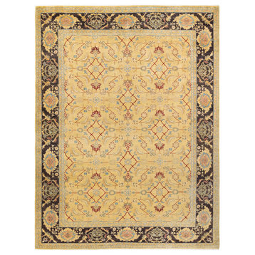 Eclectic, One-of-a-Kind Hand-Knotted Area Rug Yellow, 9'3"x12'5"