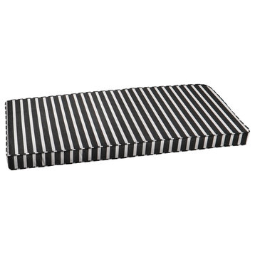 Black and White Stripe Corded Outdoor Bench Cushion, 48x17x2