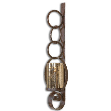 Uttermost 19850 Falconara Metal Chained Loop Wall Sconce - Distressed Rust