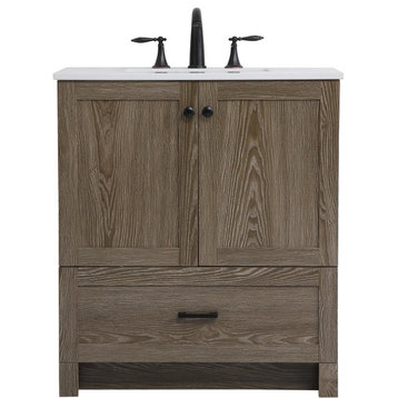 Elegant Soma 30" Single Bathroom Vanity VF2830WO - Weathered Oak