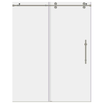 Shower Doors, Frameless, 12mm Clear Tempered Glass, ULTRA-D Collection, Brushed Nickel, 56-60"x79"