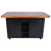 Antique Black Kitchen Island With Cherry Trim and Gray Tile Top