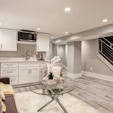 Basement remodel with bedroom space, closet space, living area, Virginia