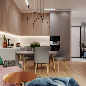 Kitchen & Living Room Rendering