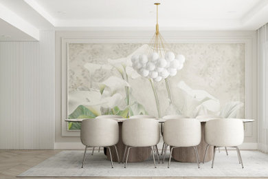 This is an example of a contemporary dining room in Chicago.