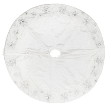 Snowflake Christmas Textile Collection , White, 52"