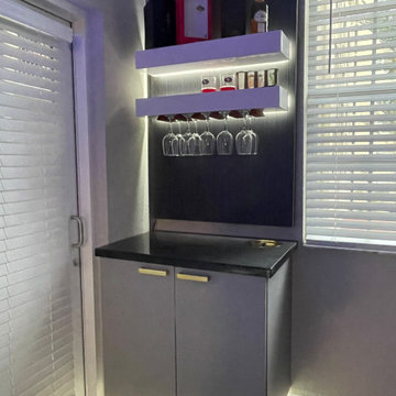 Custom Floating Wet Bar & Entertainment Cabinet