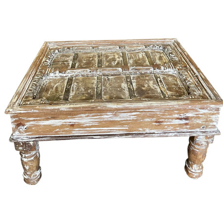 Consigned Vintage Coffee Table Rustic Modern Whitewash Accent Tables